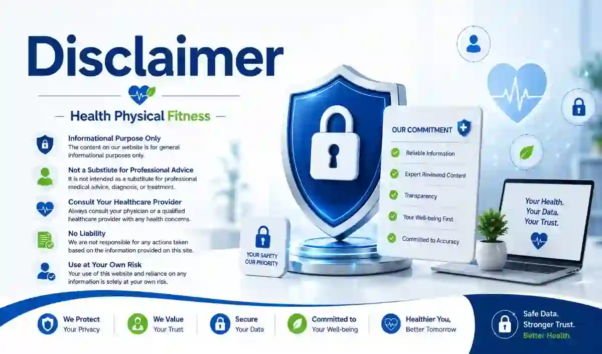 Disclaimer Health Physical Fitness website information guide for health, fitness, nutrition, and wellness