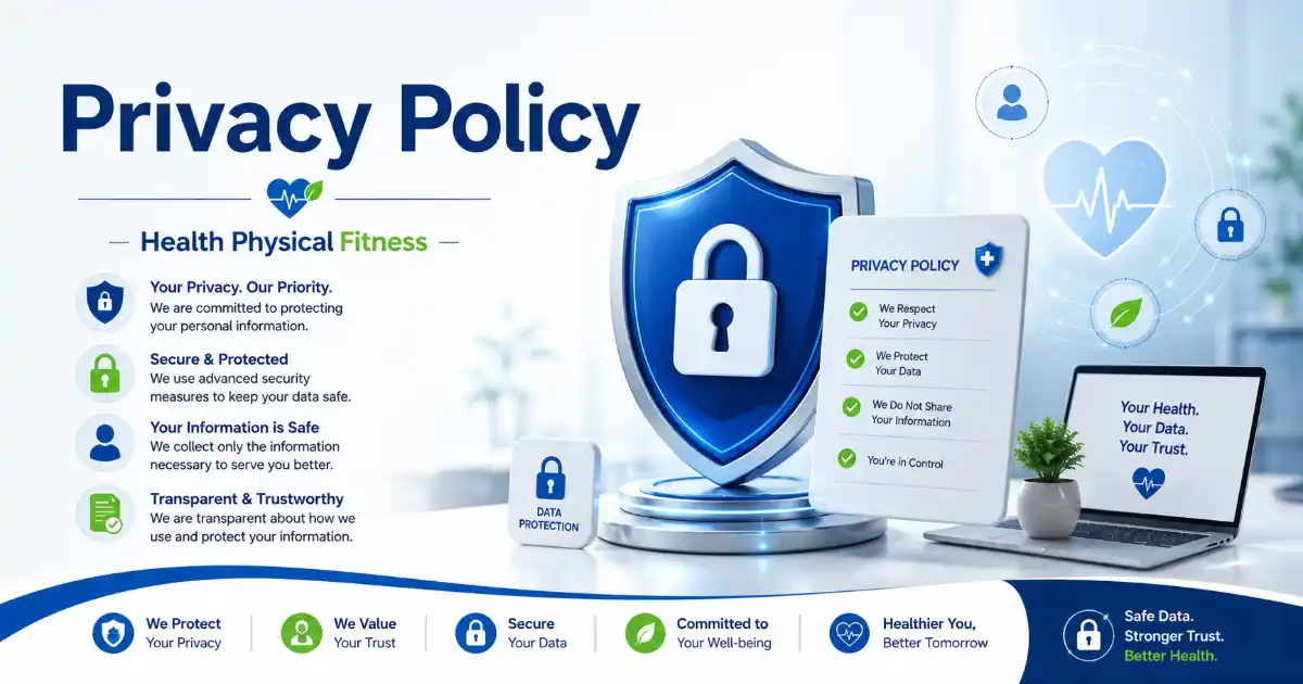 Privacy Policy Health Physical Fitness page showing user privacy and data protection