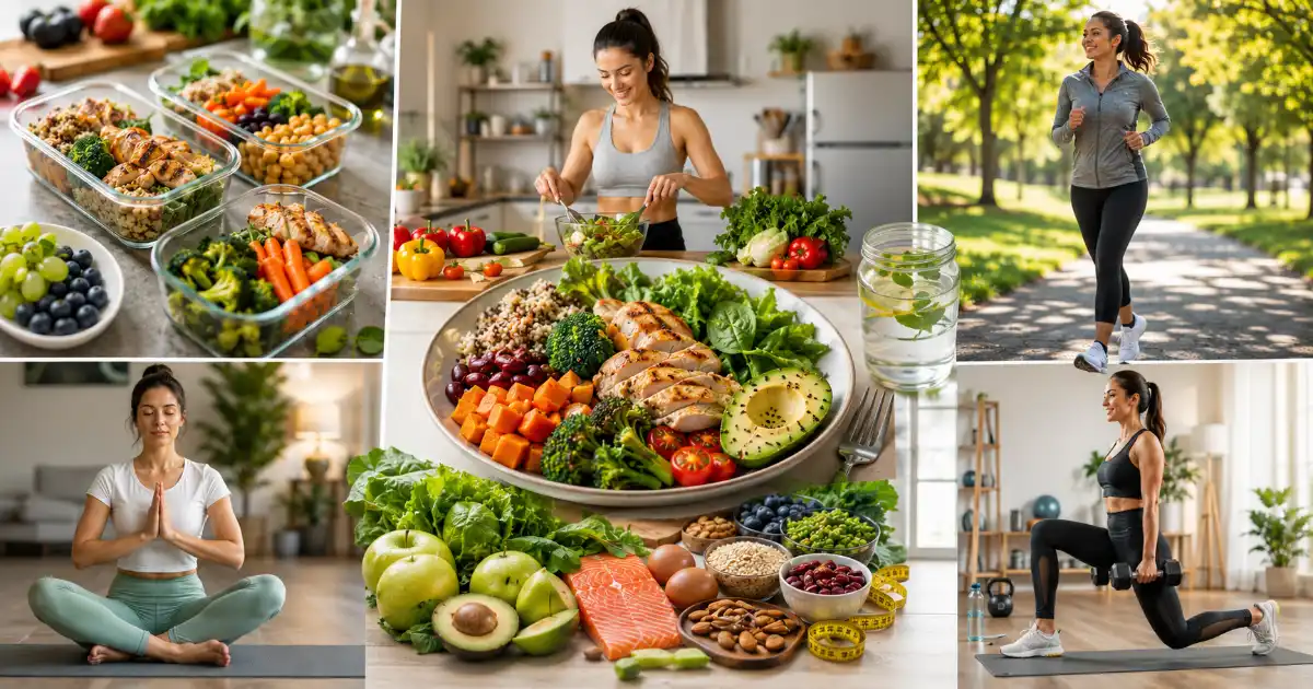 Weight Loss Healthy Diet Plan with healthy food and exercise